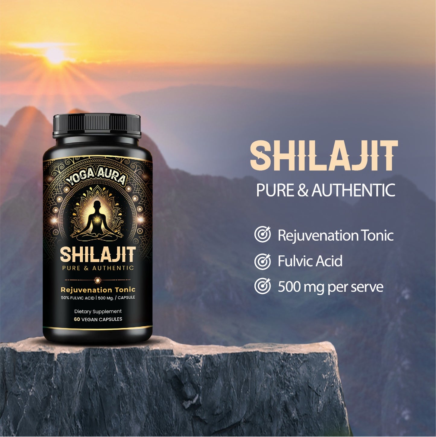 Yoga Aura 100% Pure Shilajit, 500 mg