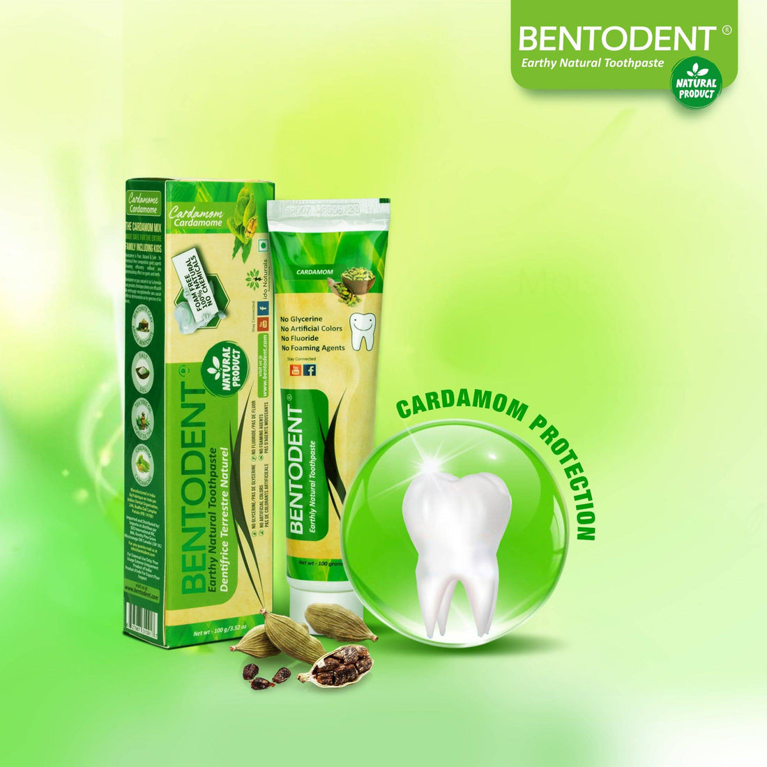 Bentodent Cardamom Toothpaste - Natural &amp; Fluoride Free - bentodent x idonaturals