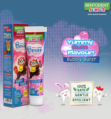Bentodent Junior Bubbly Burst Toothpaste - Natural &amp; Fluoride Free - bentodent x idonaturals