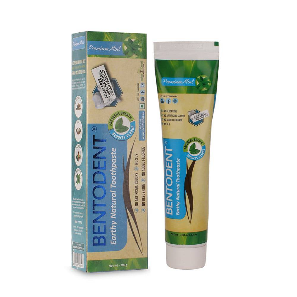Bentodent Premium Mint Herbal Toothpaste - Natural &amp; Fluoride Free