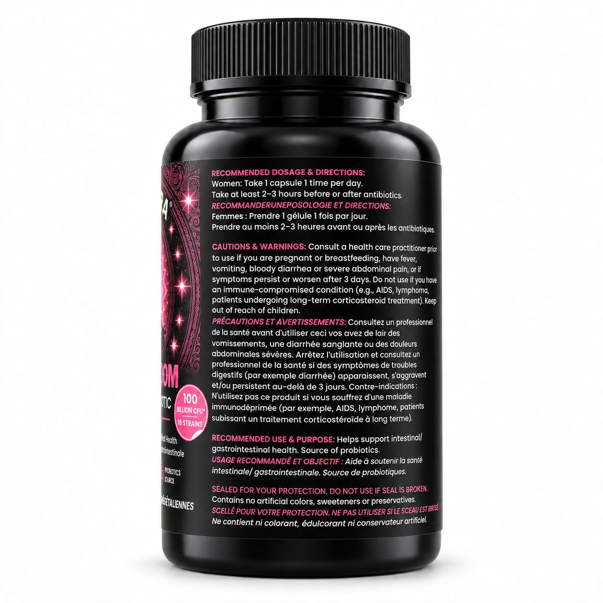 Flora Bloom Women’s Probiotic – 100 Billion CFU + Prebiotic | 15 Strains | 30 Capsules