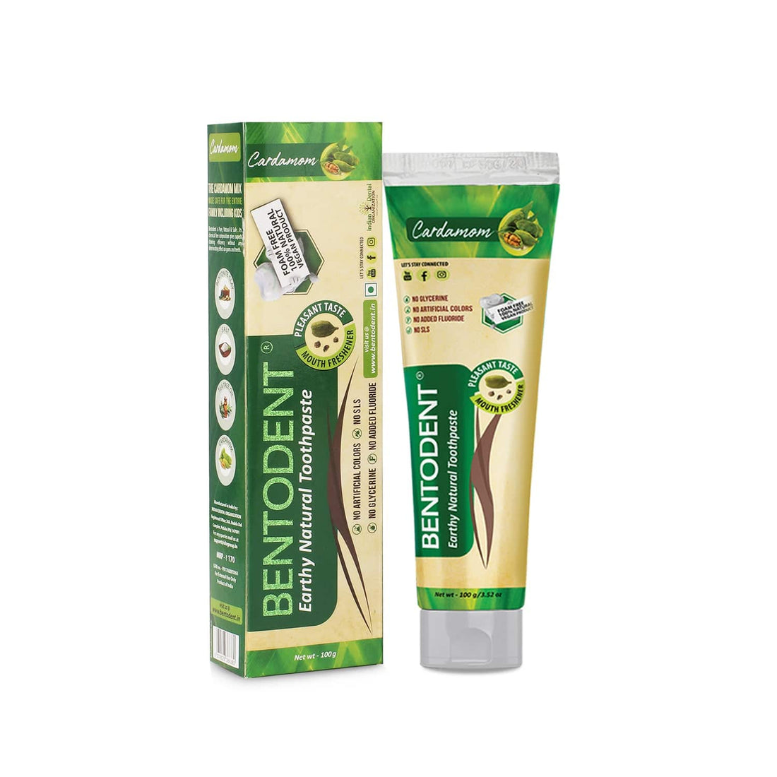 Bentodent Cardamom Toothpaste - Natural &amp; Fluoride Free - bentodent x idonaturals