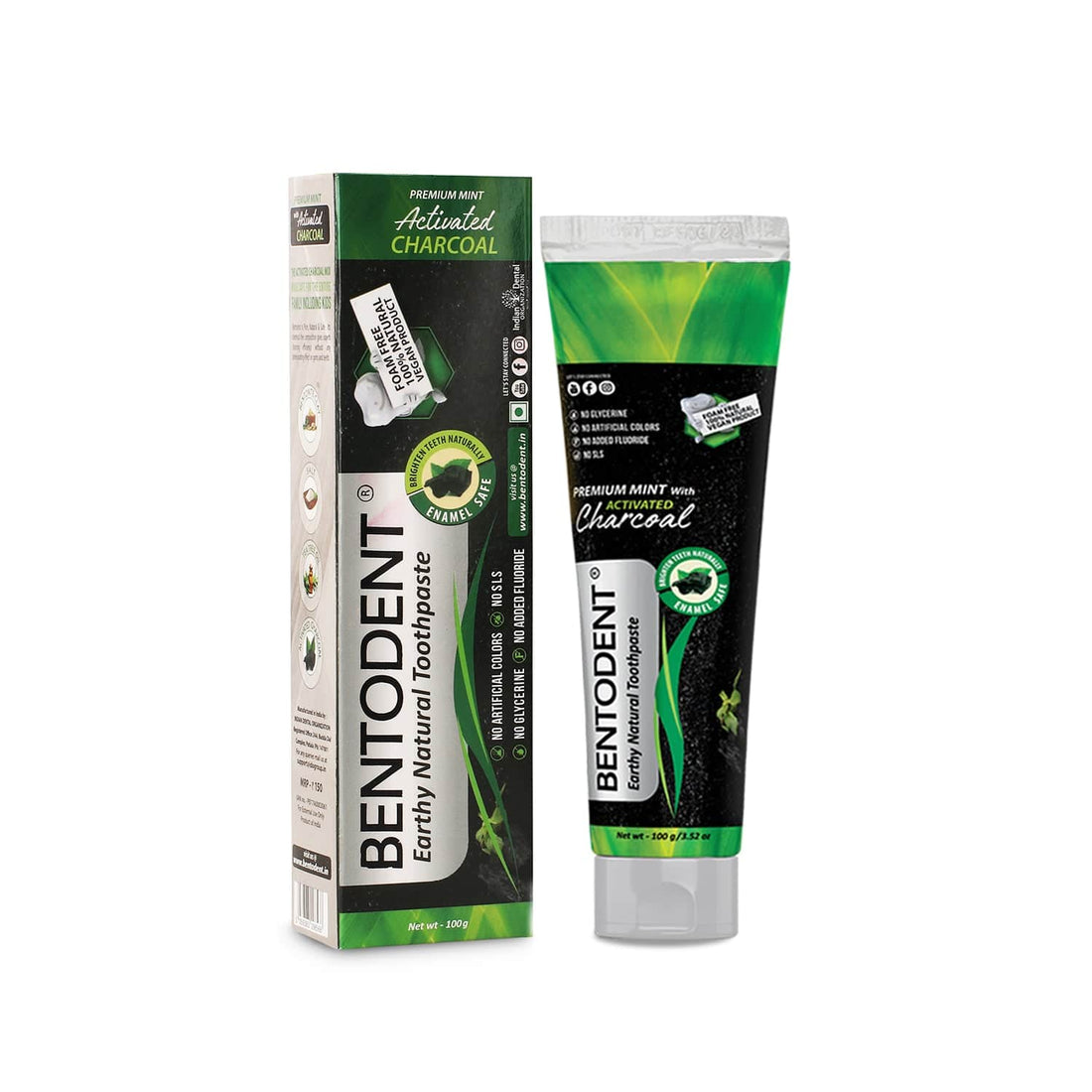 Bentodent Charcoal Toothpaste - Natural &amp; Fluoride Free - bentodent x idonaturals