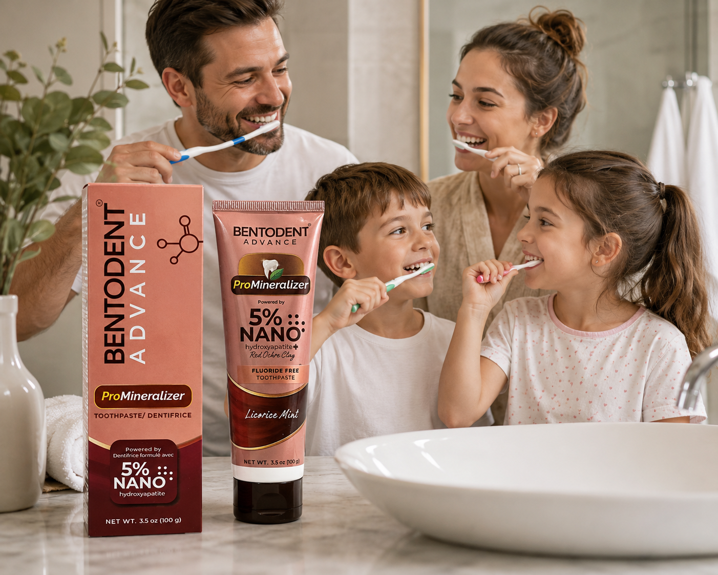BENTODENT® Advance Mineral Toothpaste, 5% Nano Hydroxyapatite with Red Ochre Clay, Teeth Whitening, Licorice Mint, 100g
